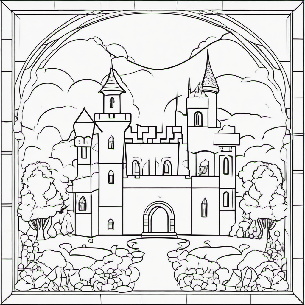 Easy Castle Garden Coloring Page For Toddlers