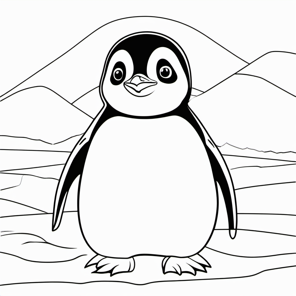 Easy Baby Penguin Coloring Page For Toddlers