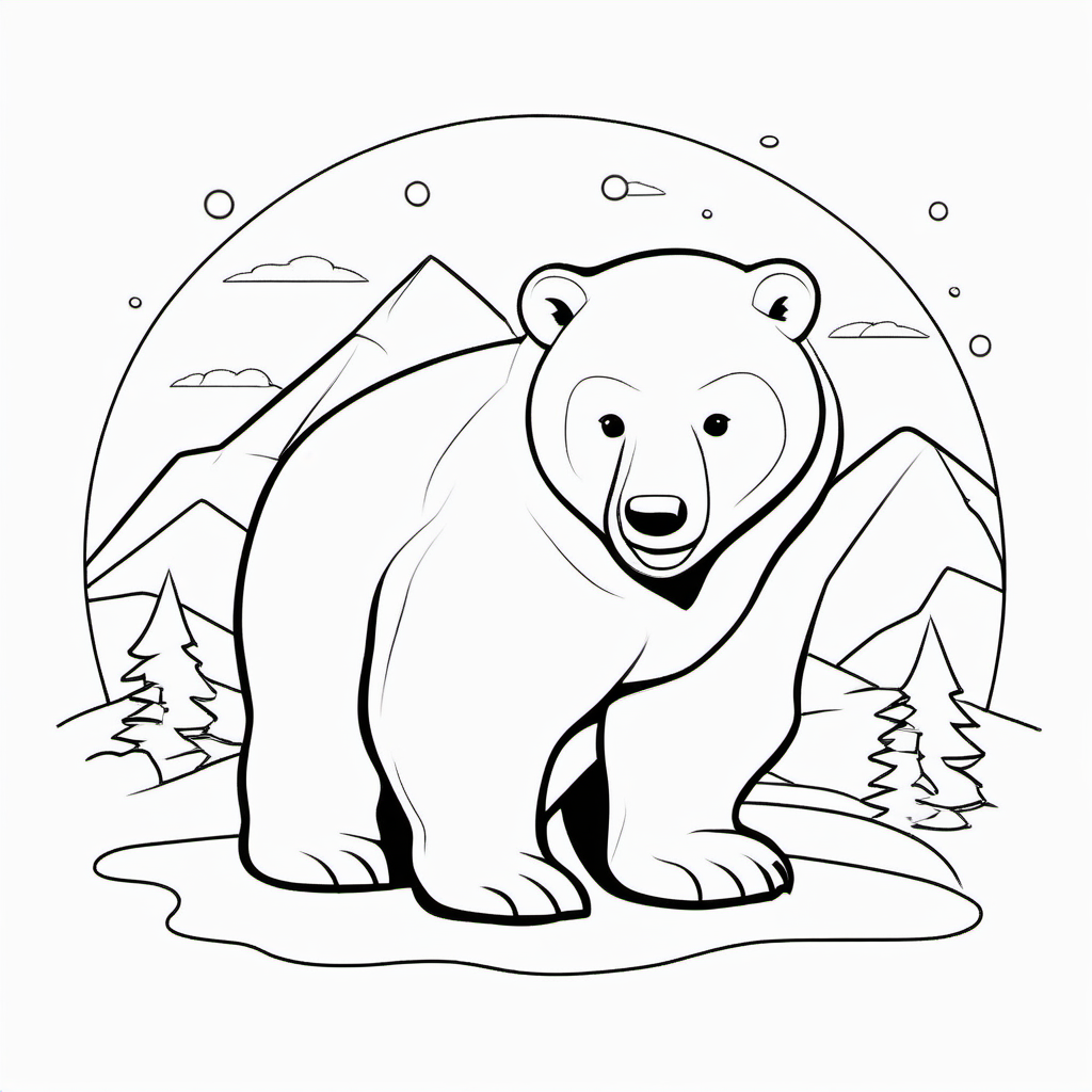 Easy Polar Bear Coloring Page For Toddlers