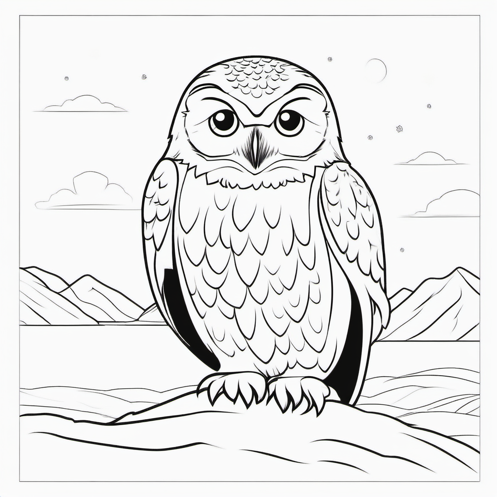 Easy Snowy Owl Coloring Page For Toddlers