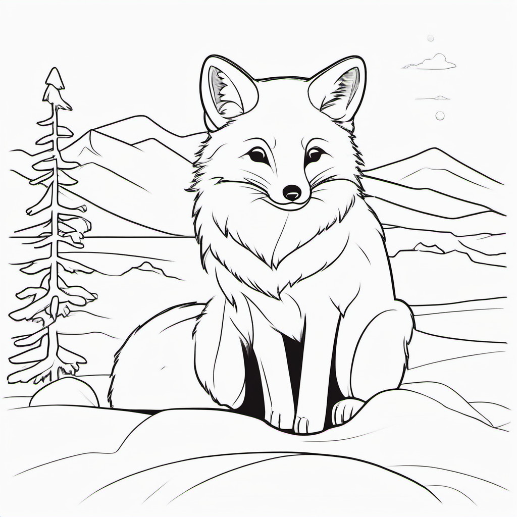 Simple Arctic Fox Coloring Page For Kids