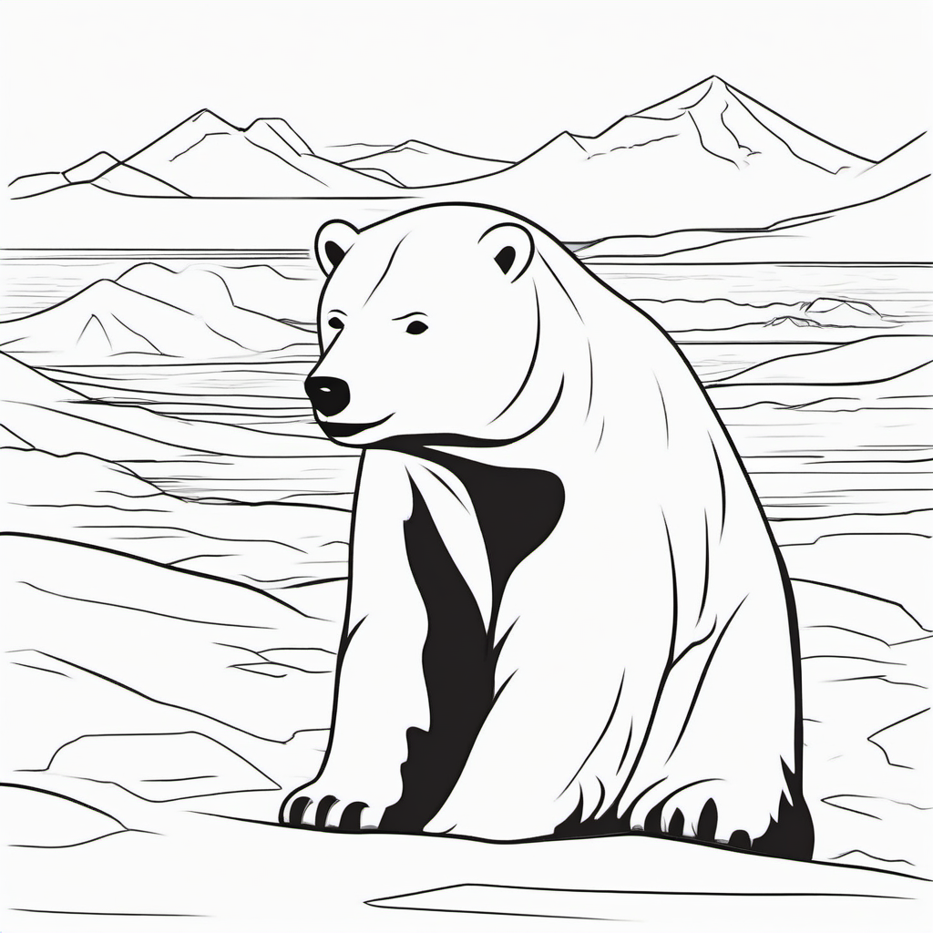 Simple Polar Bear Coloring Page For Kids