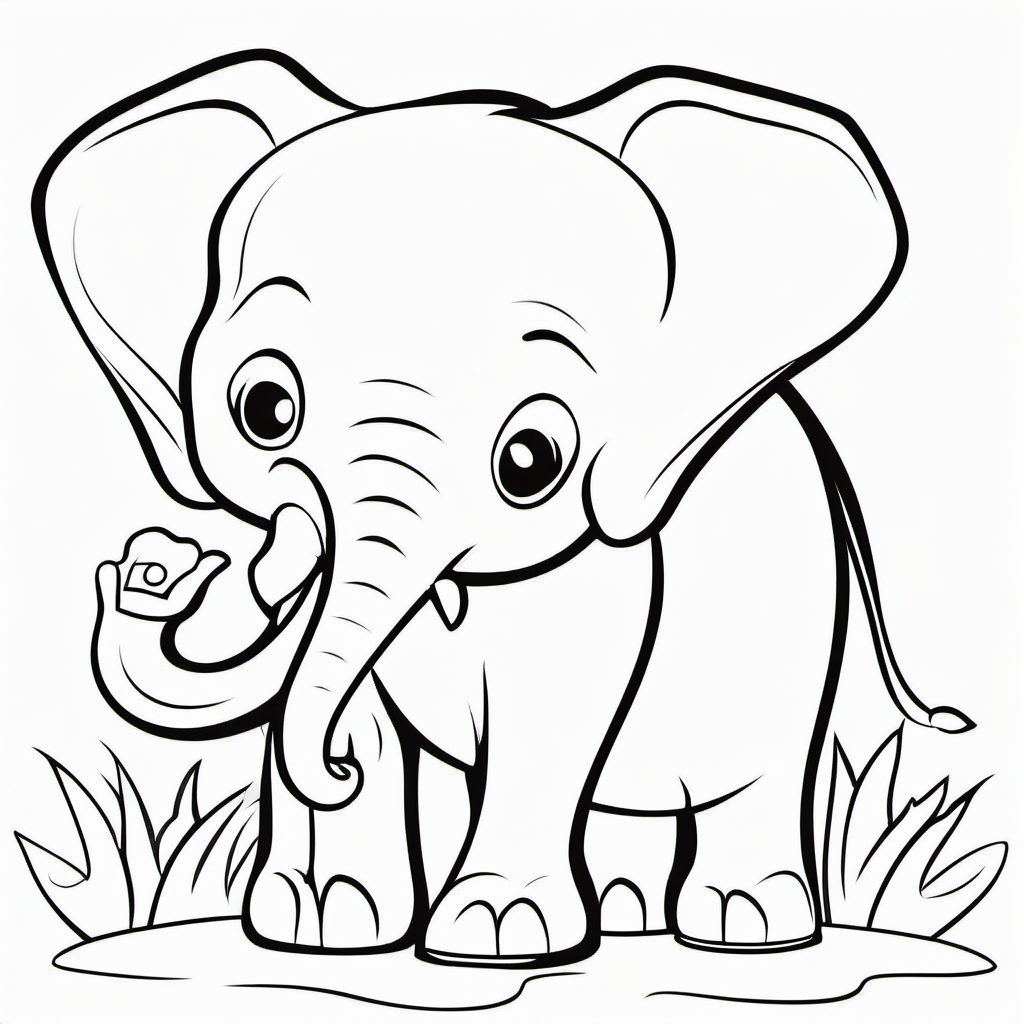 Easy Baby Elephant Coloring Page For Toddlers