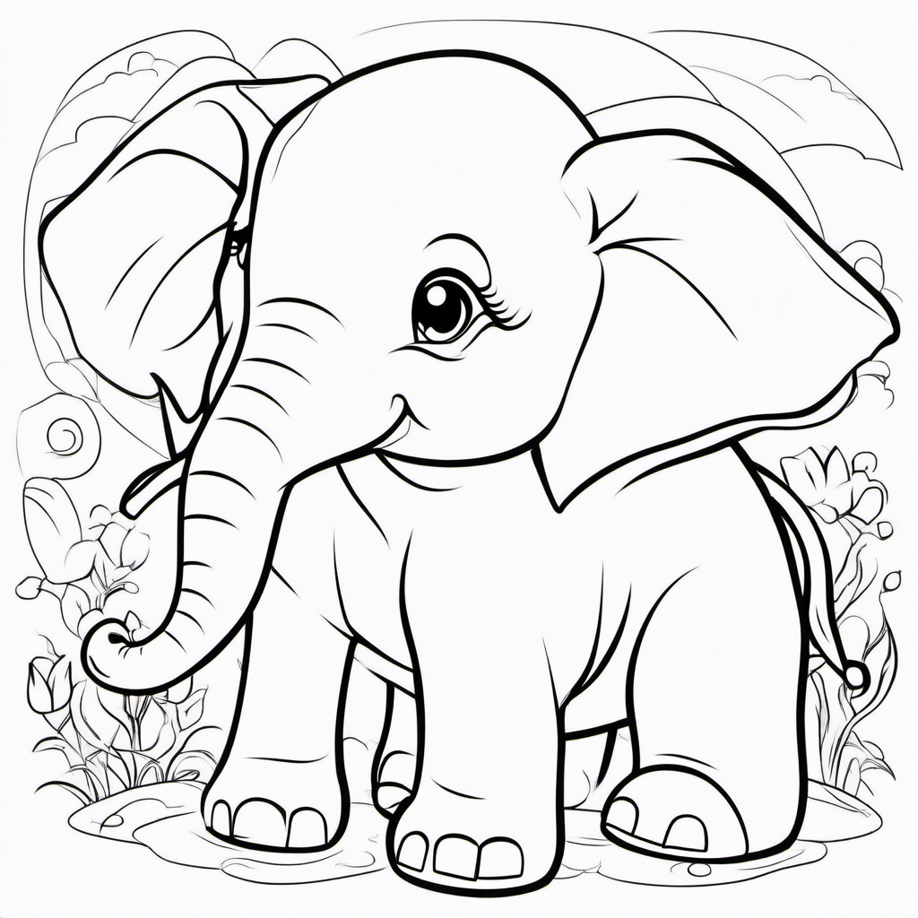 Simple Baby Elephant Coloring Page For Kids