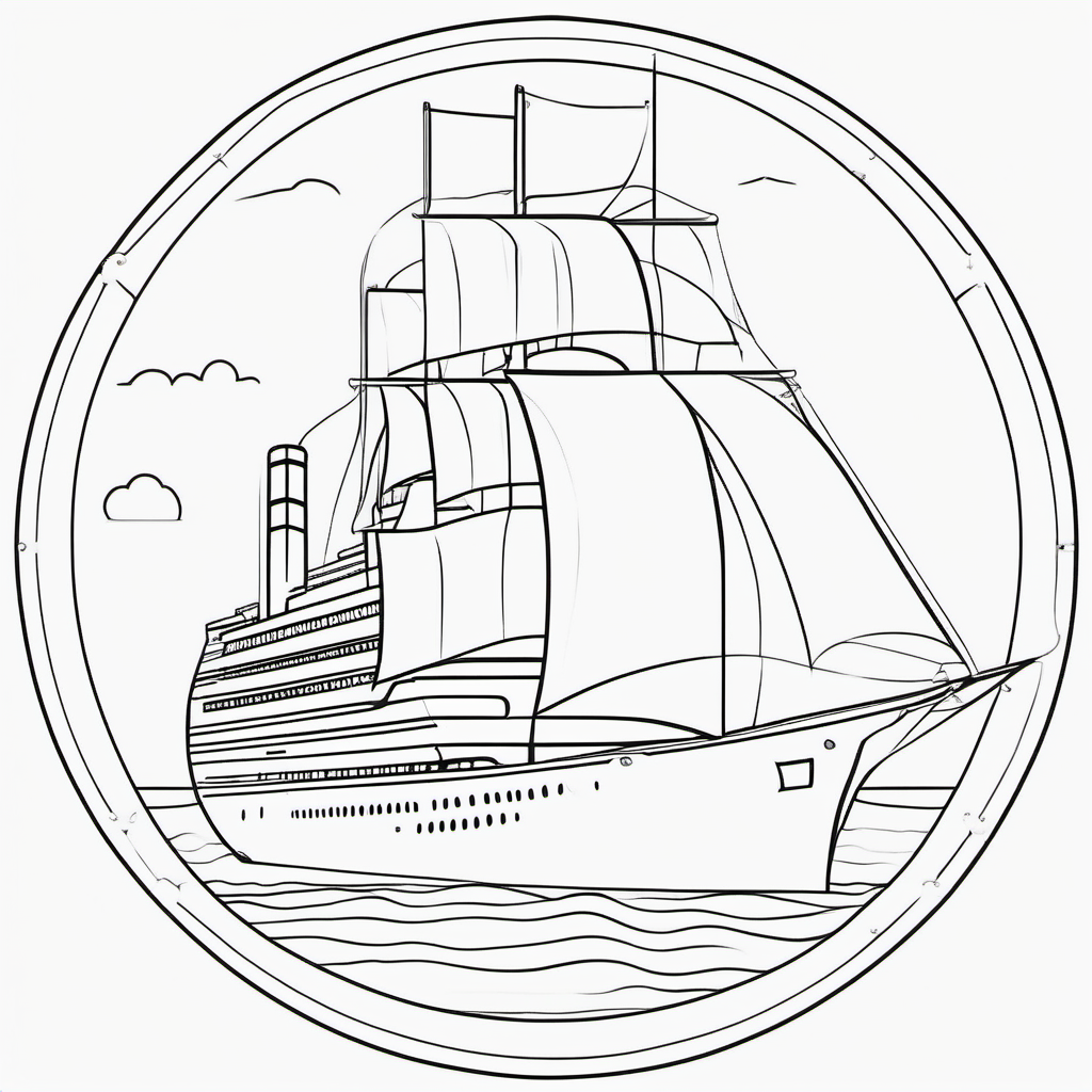 Easy Cruise Ship Coloring Page For Toddlers