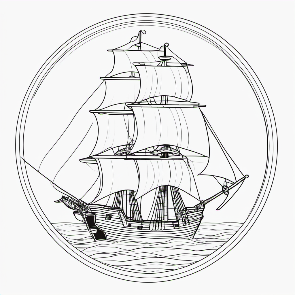 Easy Pirate Ship Coloring Page For Toddlers