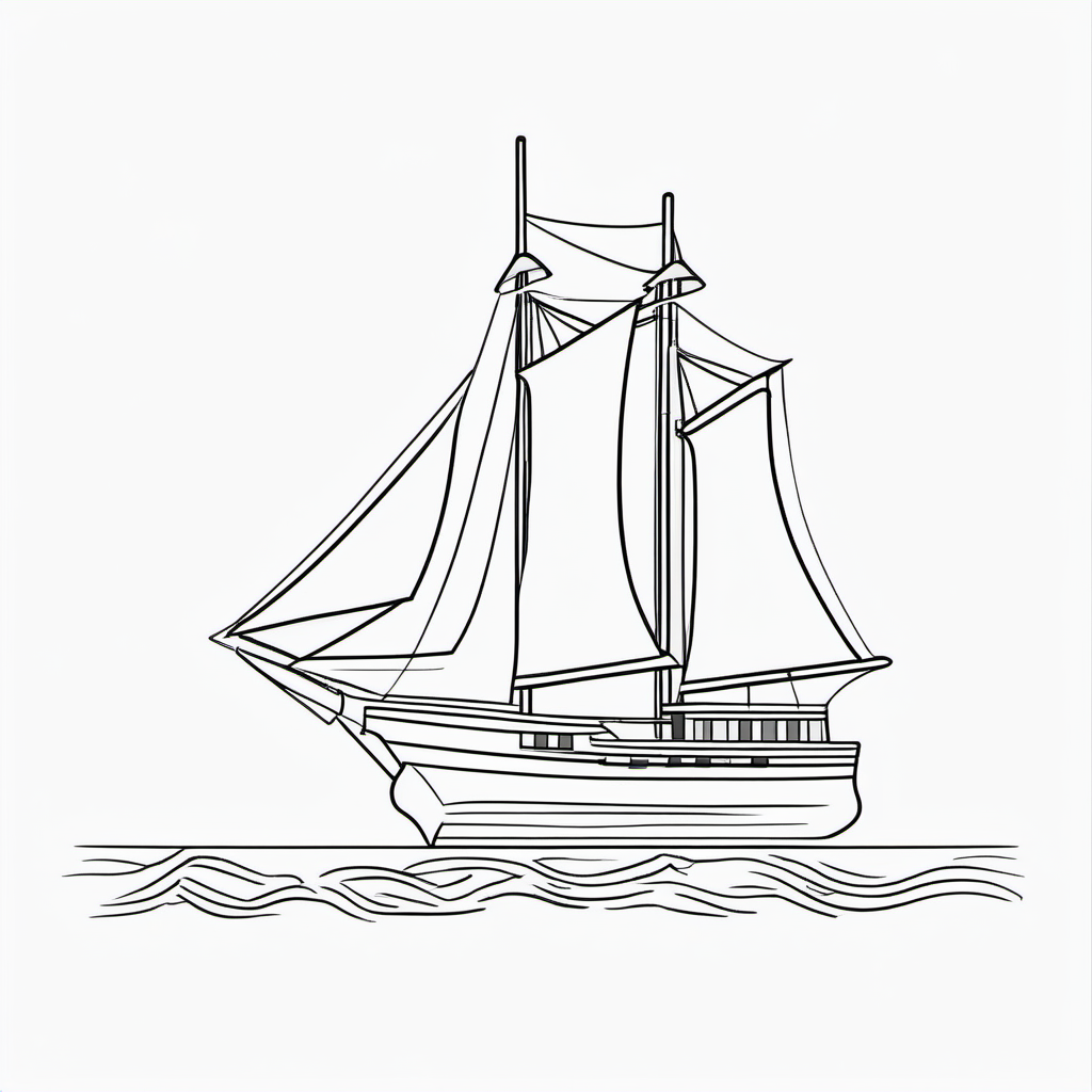 Simple Cruise Ship Coloring Page For Kids