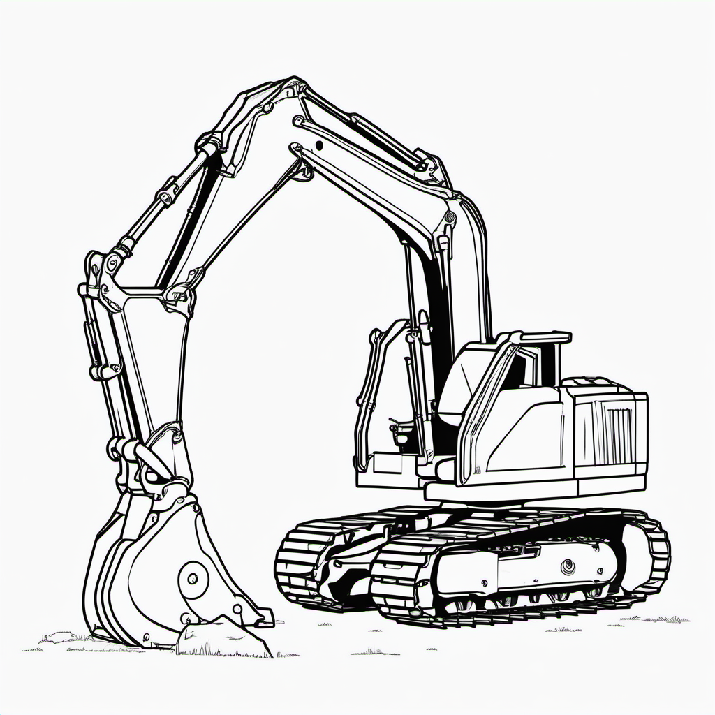 Easy Construction Excavator Coloring Page For Toddlers