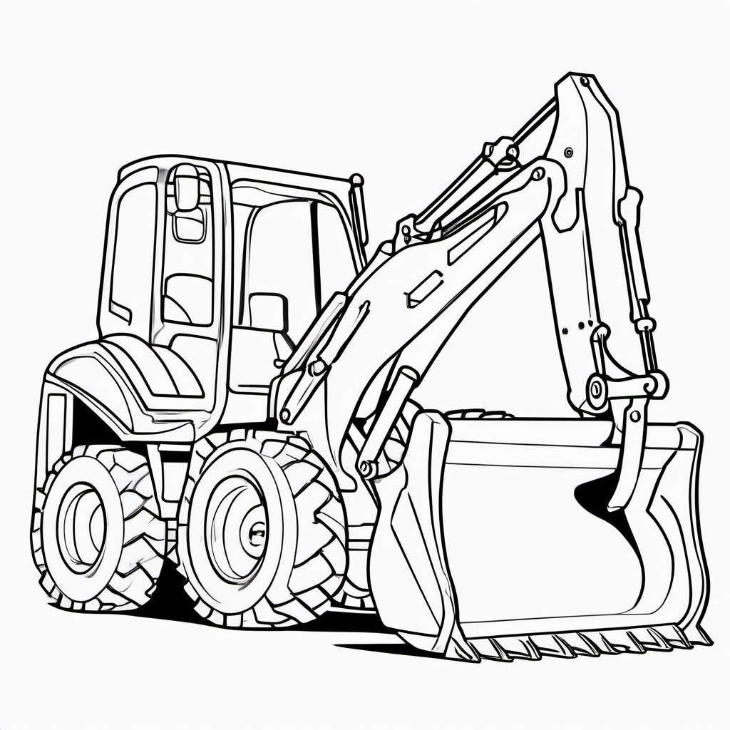 Simple Construction Backhoe Coloring Page For Kids