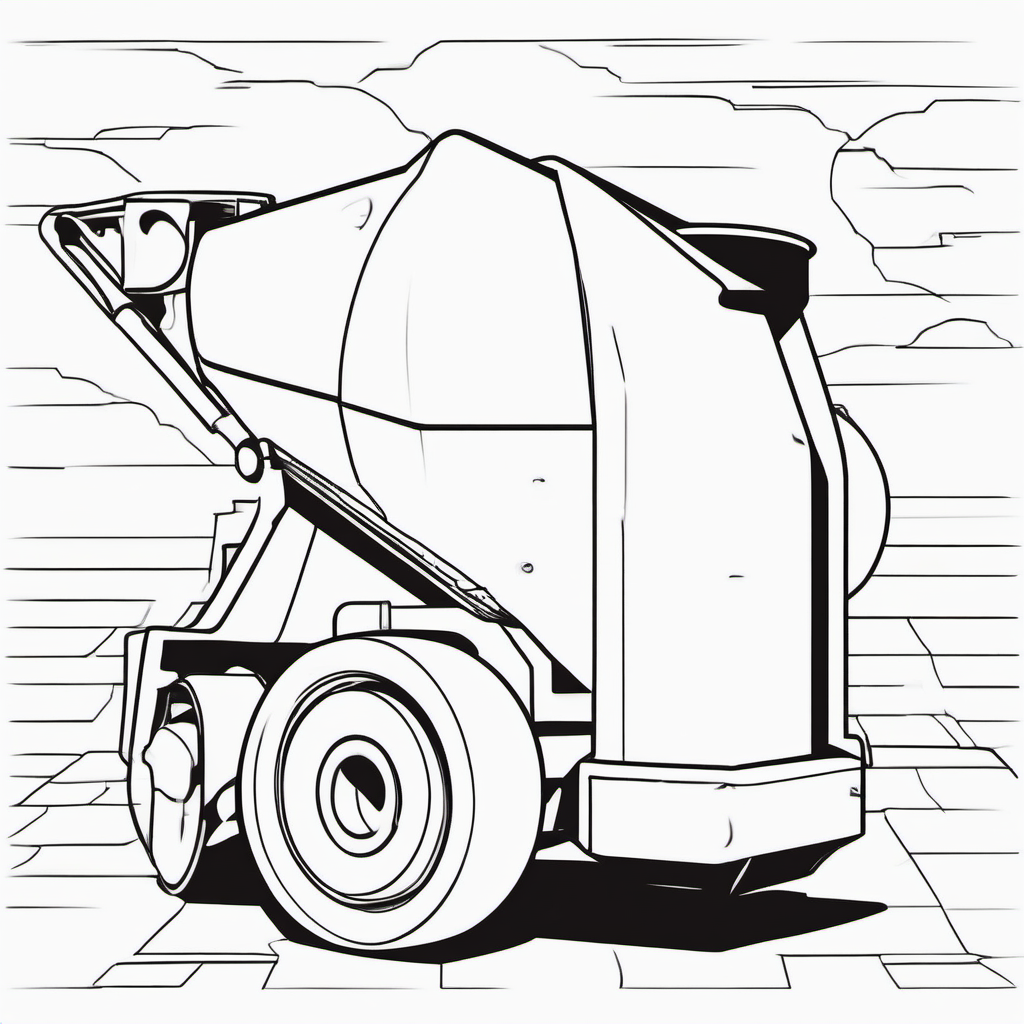 Simple Construction Cement Mixer Coloring Page For Kids