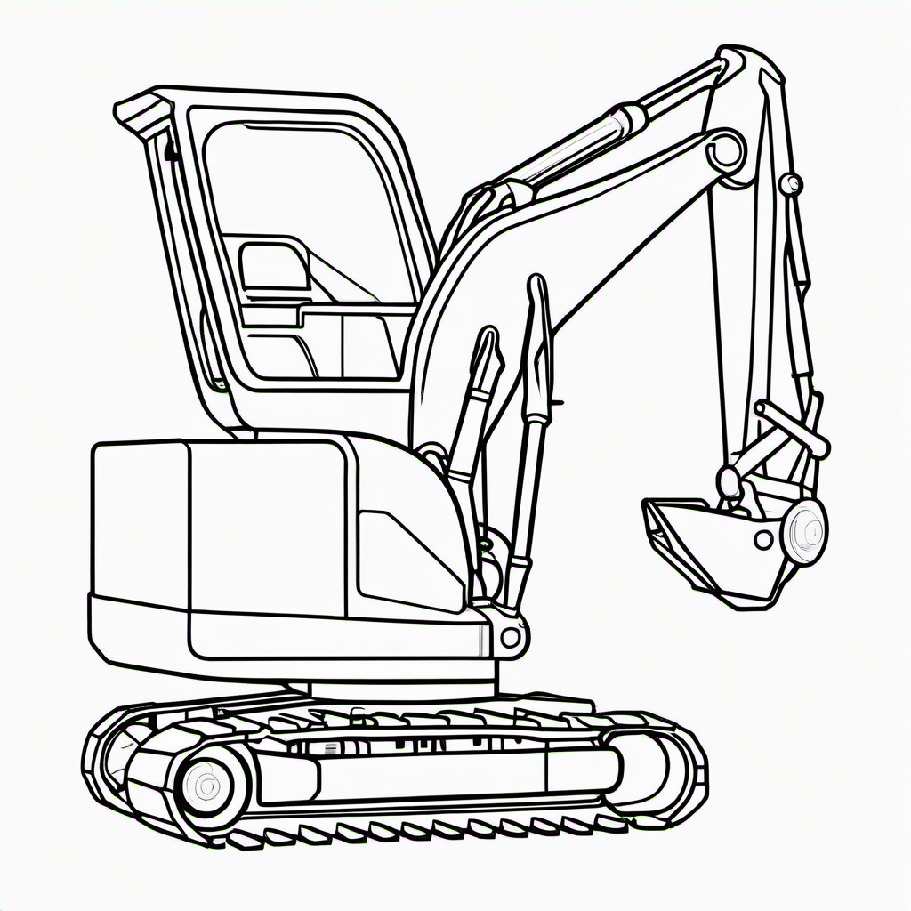 Simple Construction Excavator Coloring Page For Kids