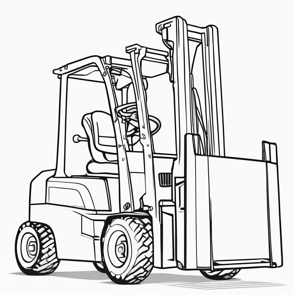 Simple Construction Forklift Coloring Page For Kids