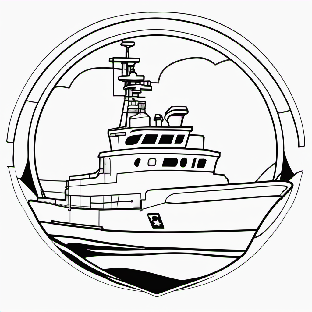 Easy Emergency Coast Guard Boat Coloring Page For Toddlers