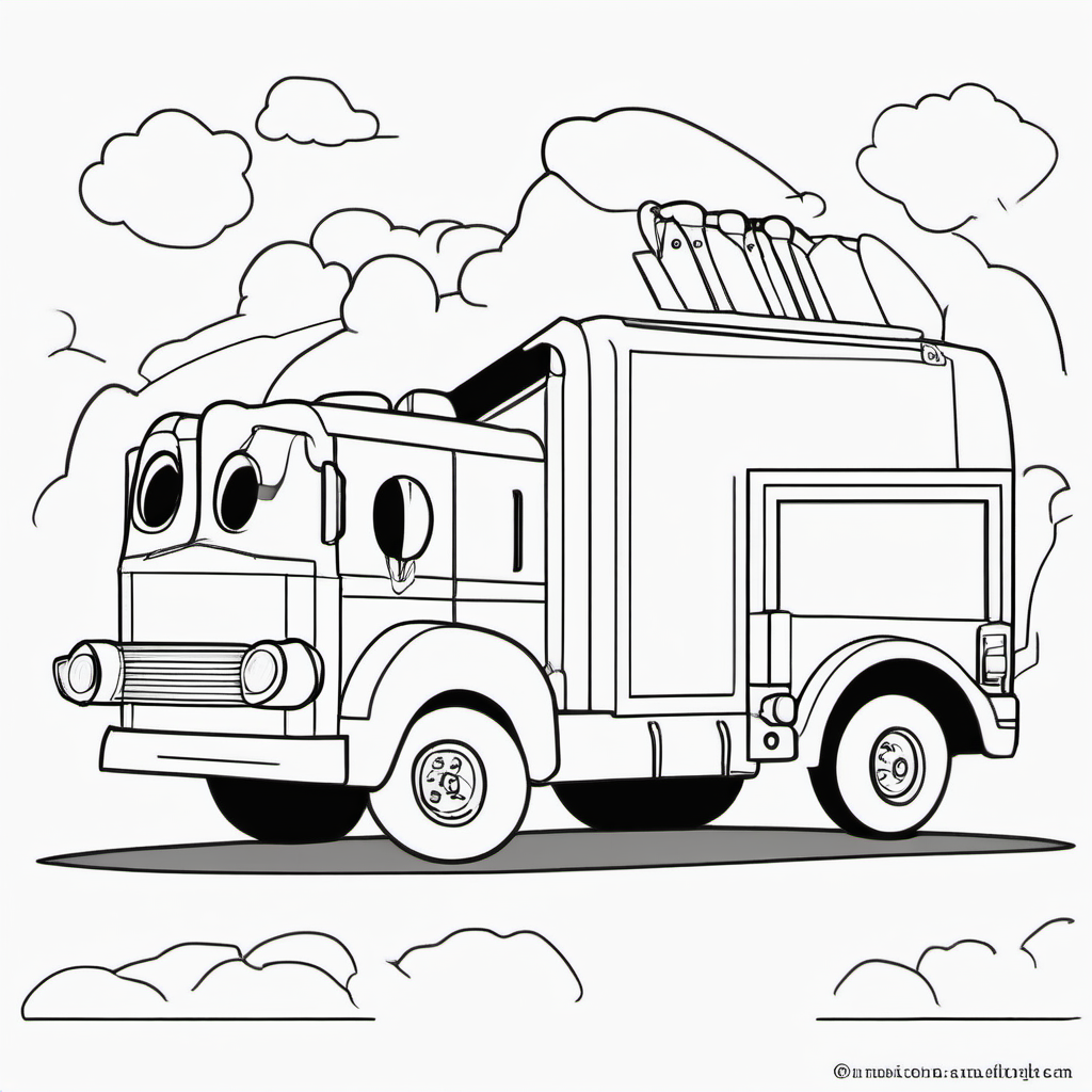 Easy Emergency Firefighter Truck Coloring Page For Toddlers
