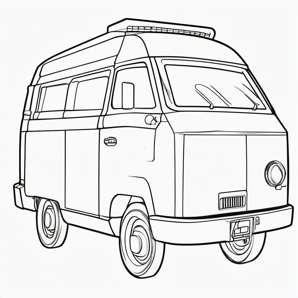 Easy Emergency Paramedic Van Coloring Page For Toddlers