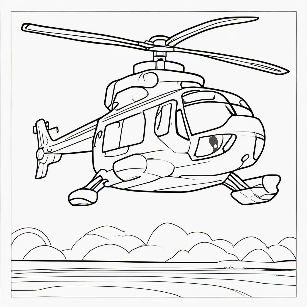 Easy Emergency Rescue Helicopter Coloring Page For Toddlers