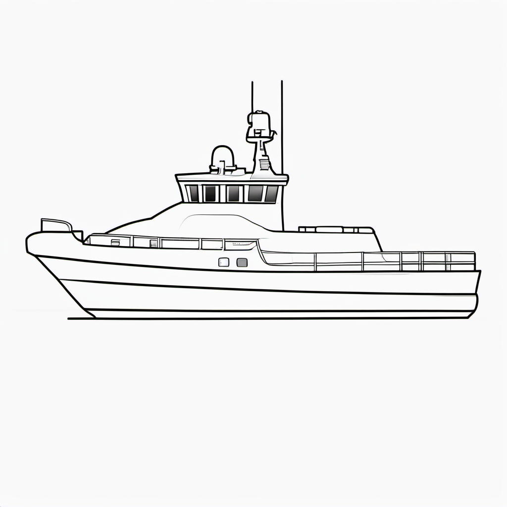 Emergency Coast Guard Boat Coloring Page For Preschoolers