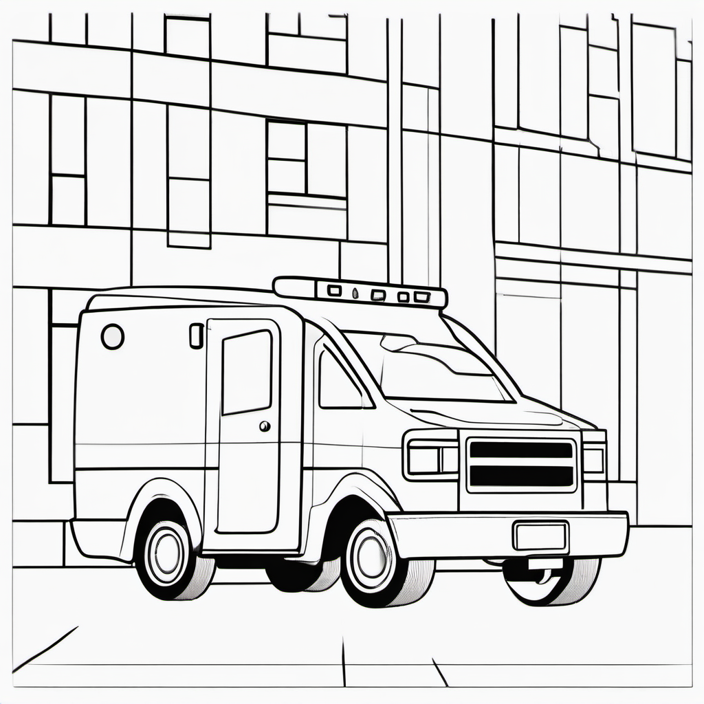 Simple Emergency Ambulance Coloring Page For Kids