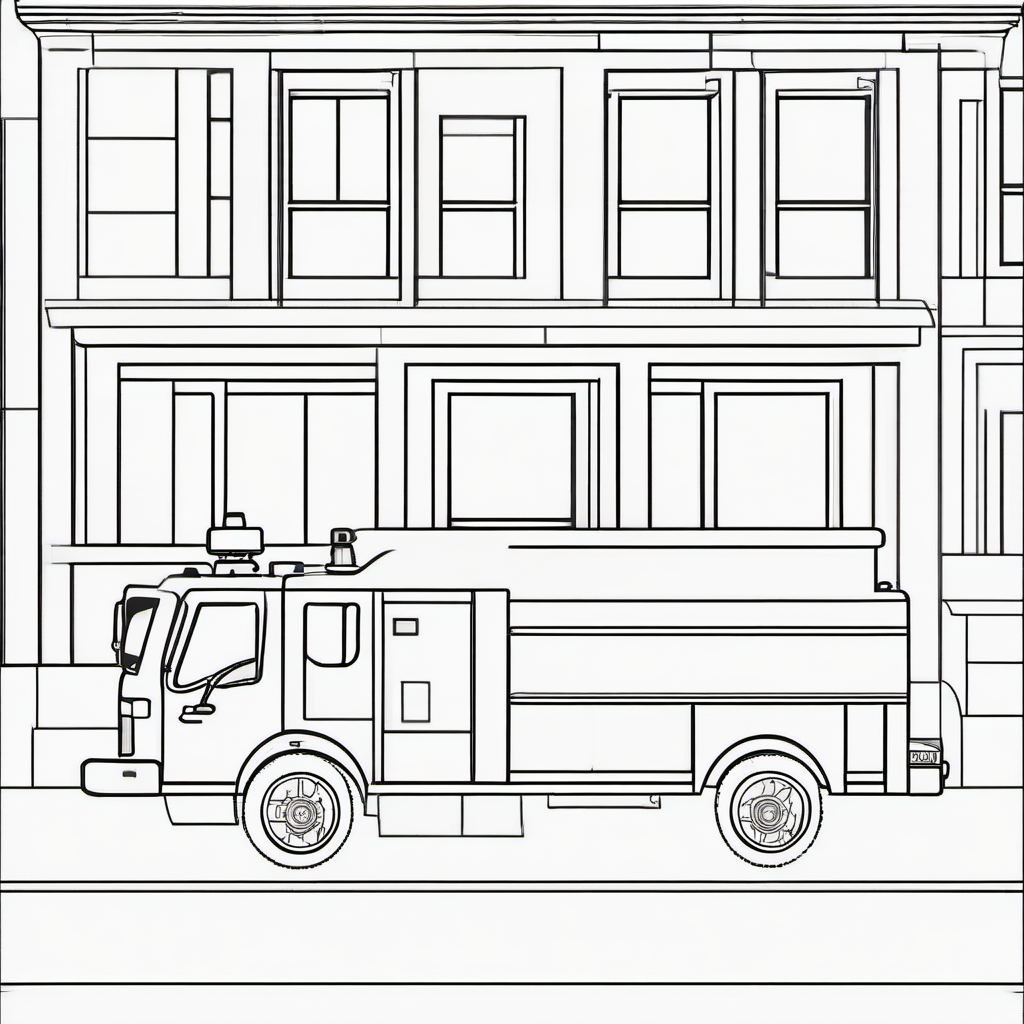 Simple Emergency Fire Truck Coloring Page For Kids