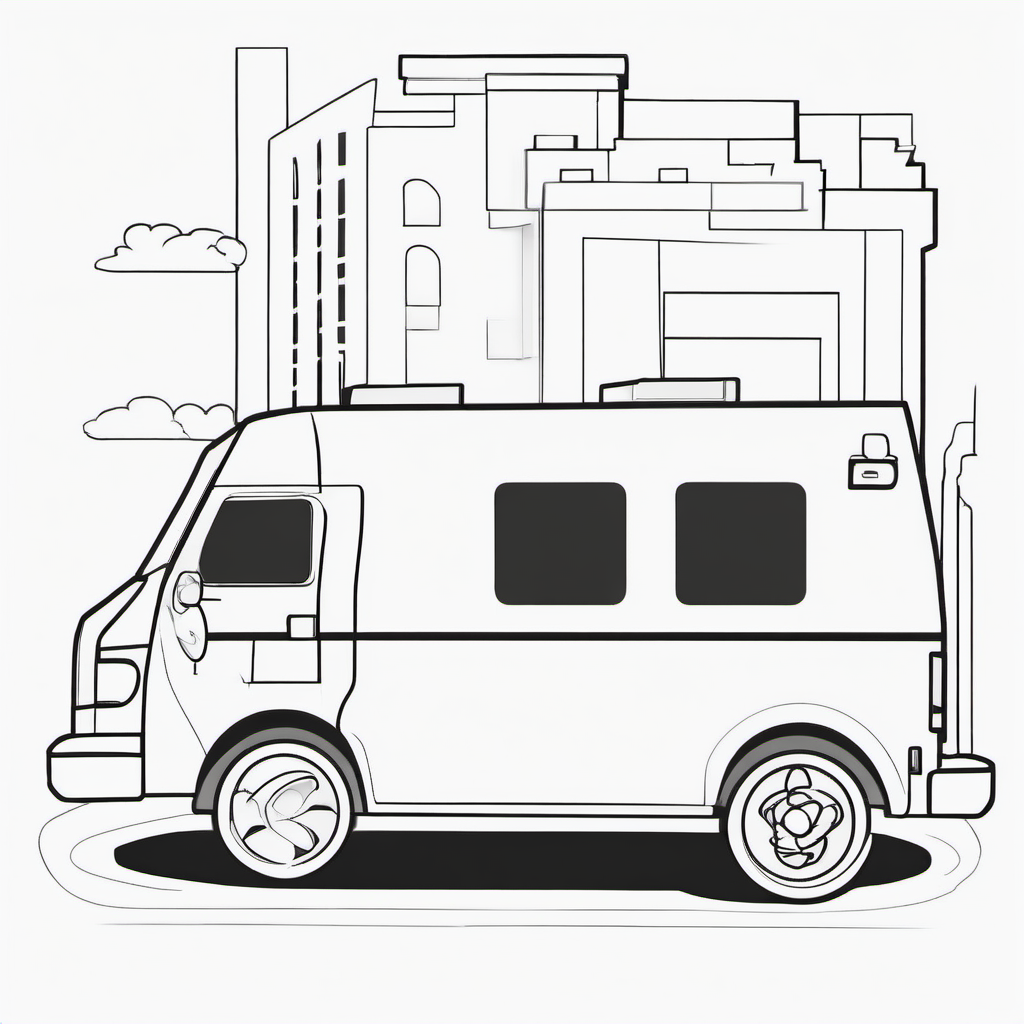 Simple Emergency Paramedic Van Coloring Page For Kids