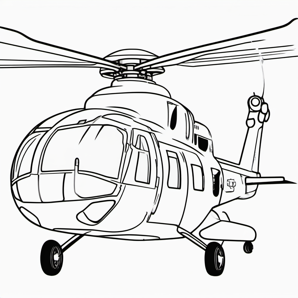Simple Emergency Rescue Helicopter Coloring Page For Kids