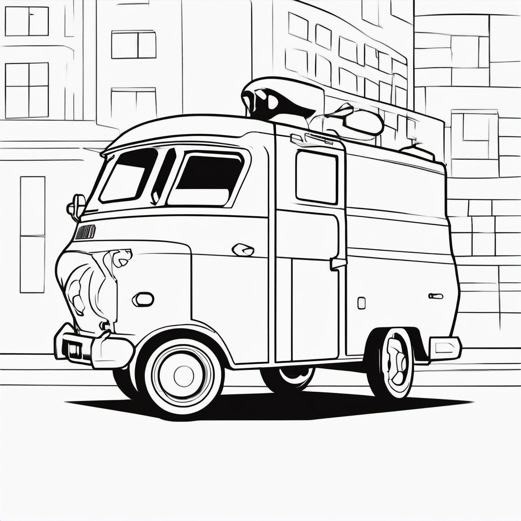 Simple Emergency Rescue Van Coloring Page For Kids