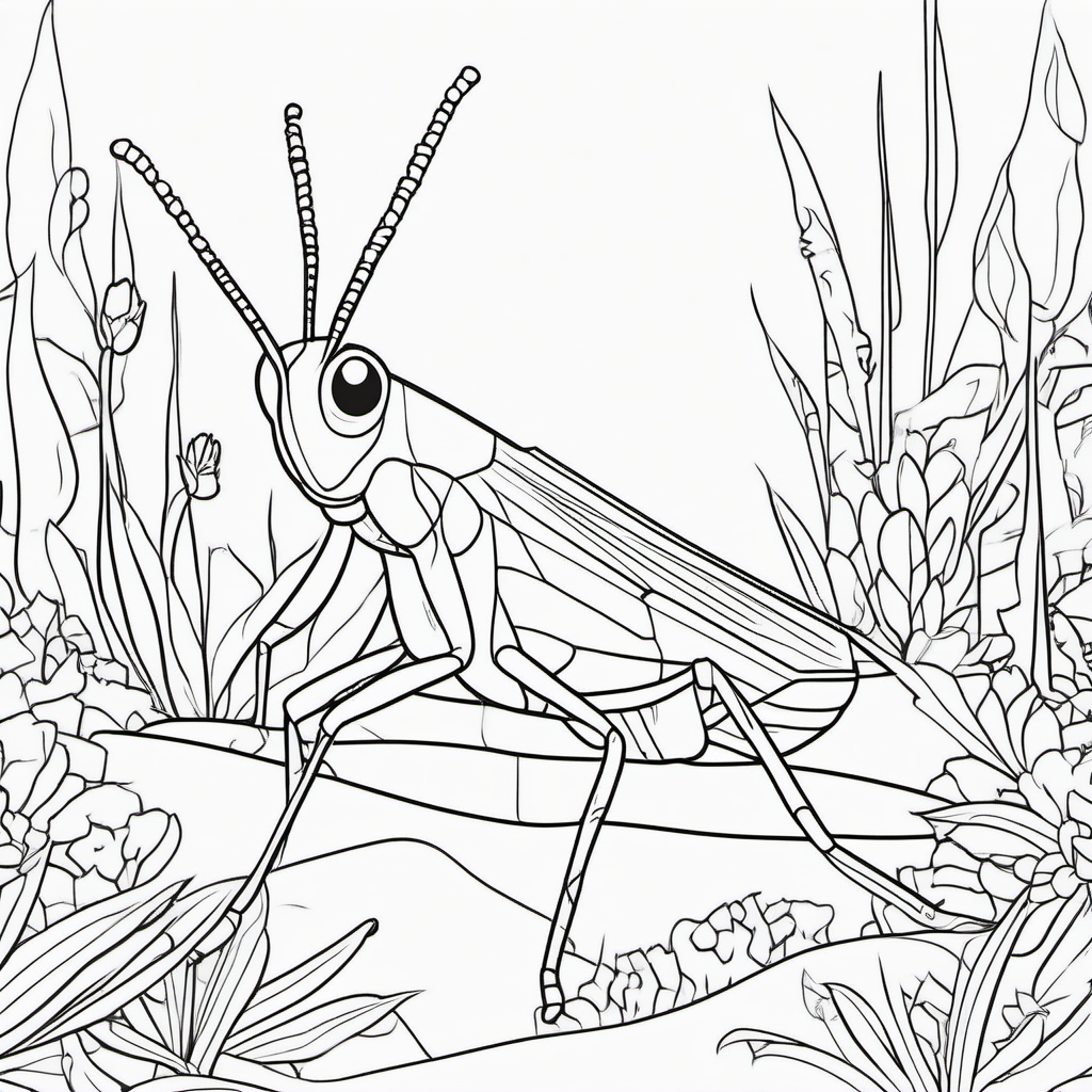Easy Grasshopper Coloring Page For Toddlers