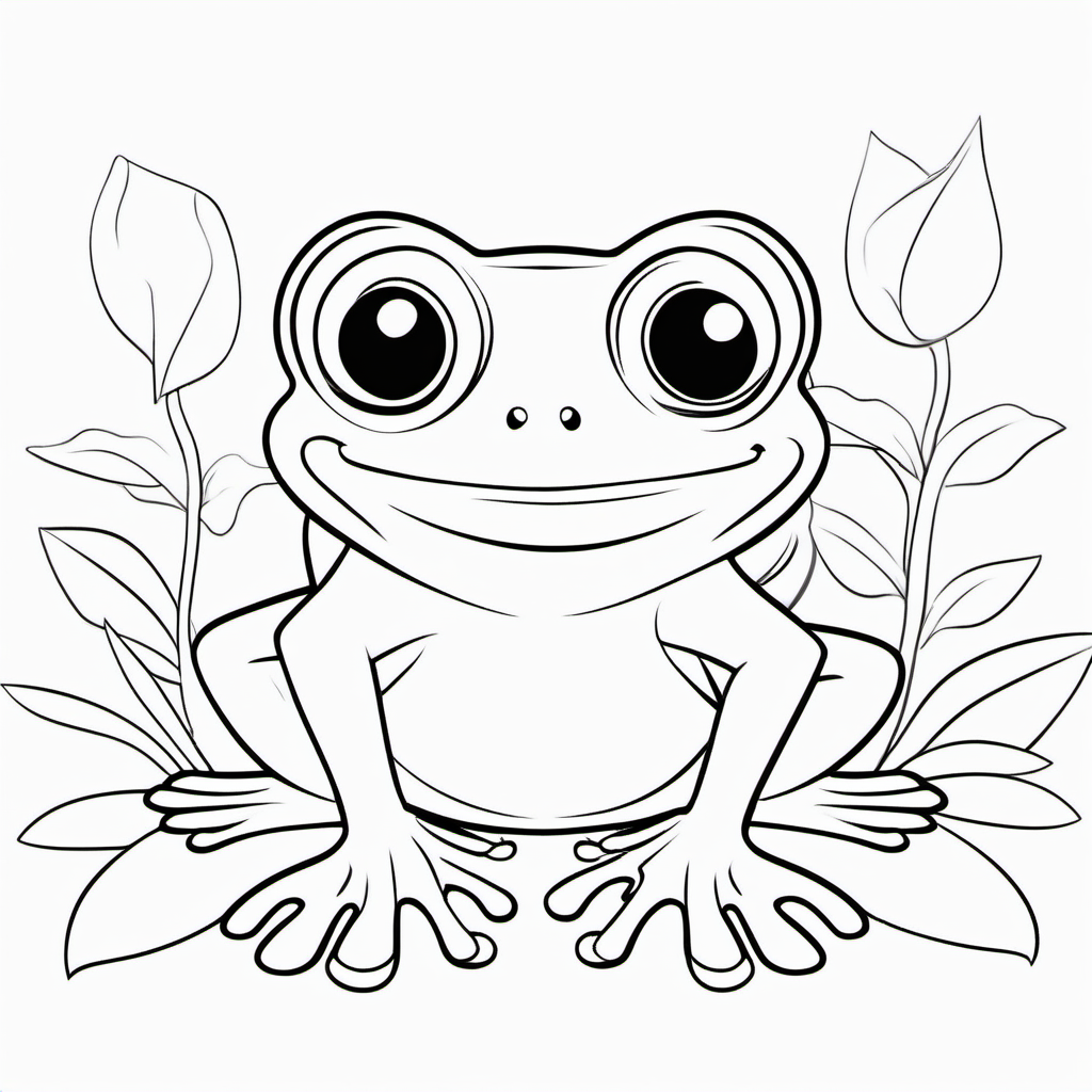 Easy Jungle Frog Coloring Page For Toddlers