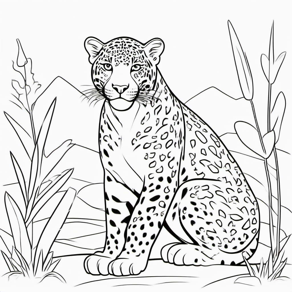 Easy Jungle Jaguar Coloring Page For Toddlers