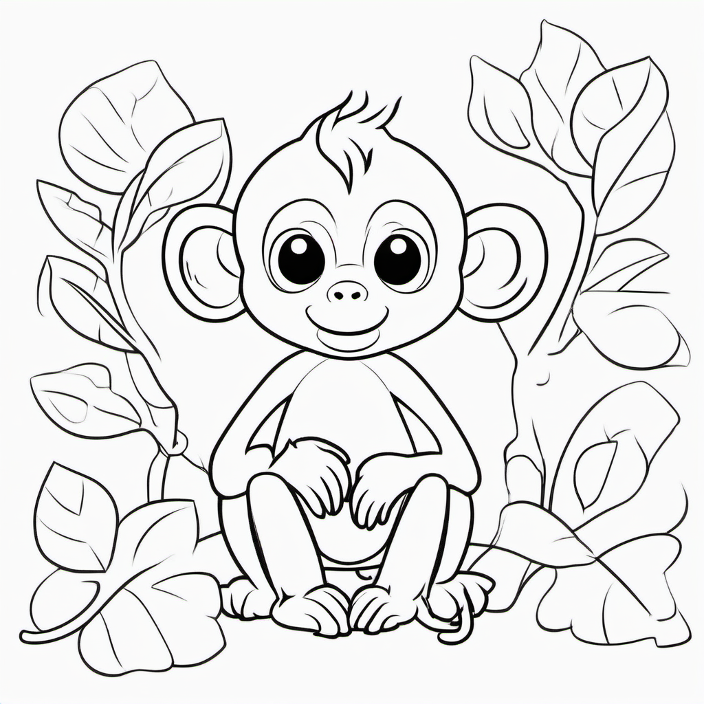 Easy Jungle Monkey Coloring Page For Toddlers