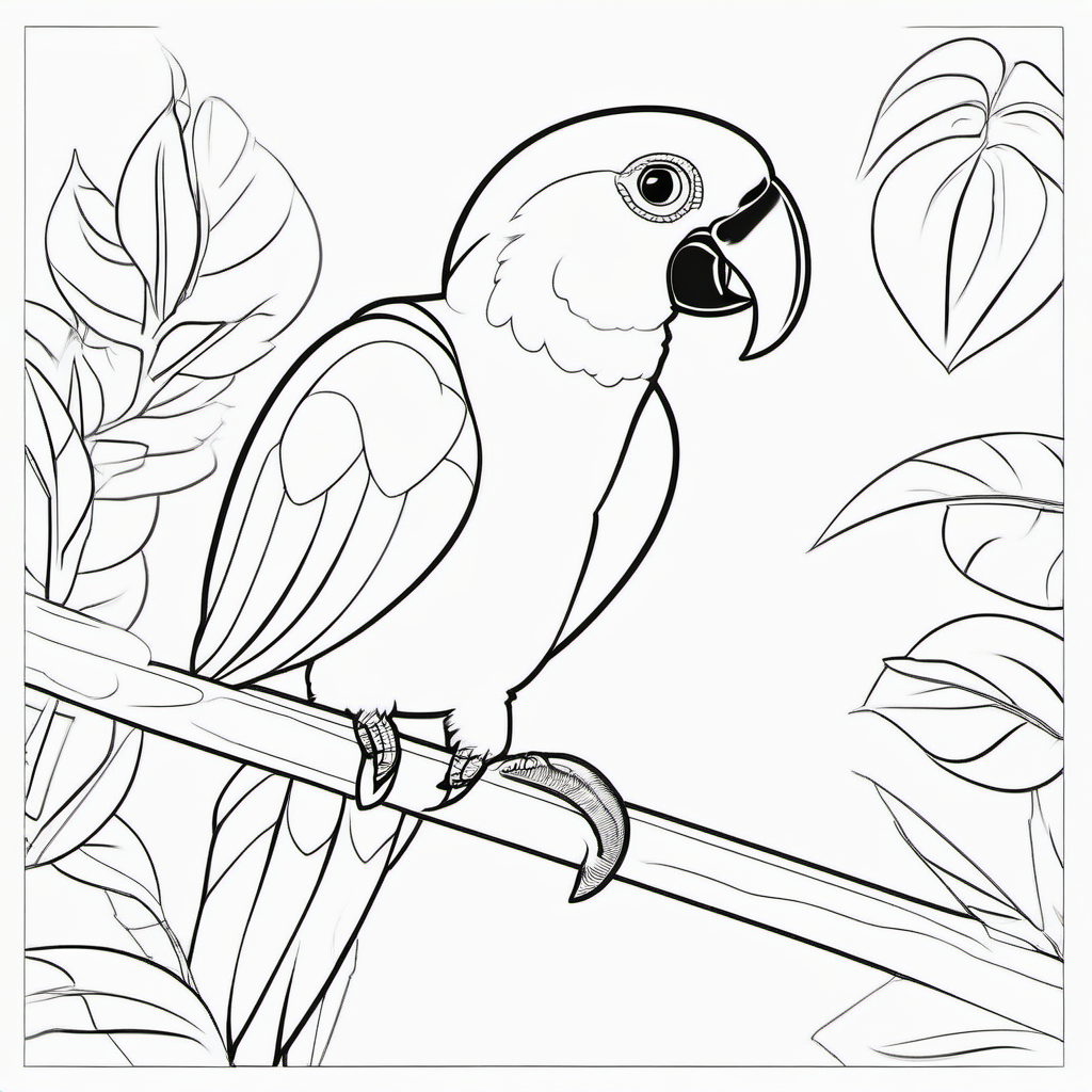 Easy Jungle Parrot Coloring Page For Toddlers