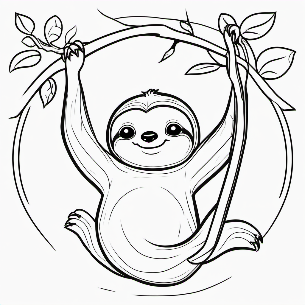 Easy Jungle Sloth Coloring Page For Toddlers