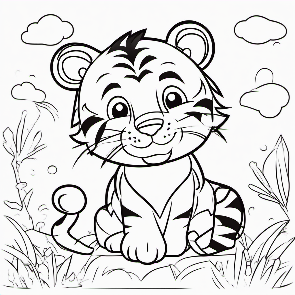 Easy Jungle Tiger Coloring Page For Toddlers