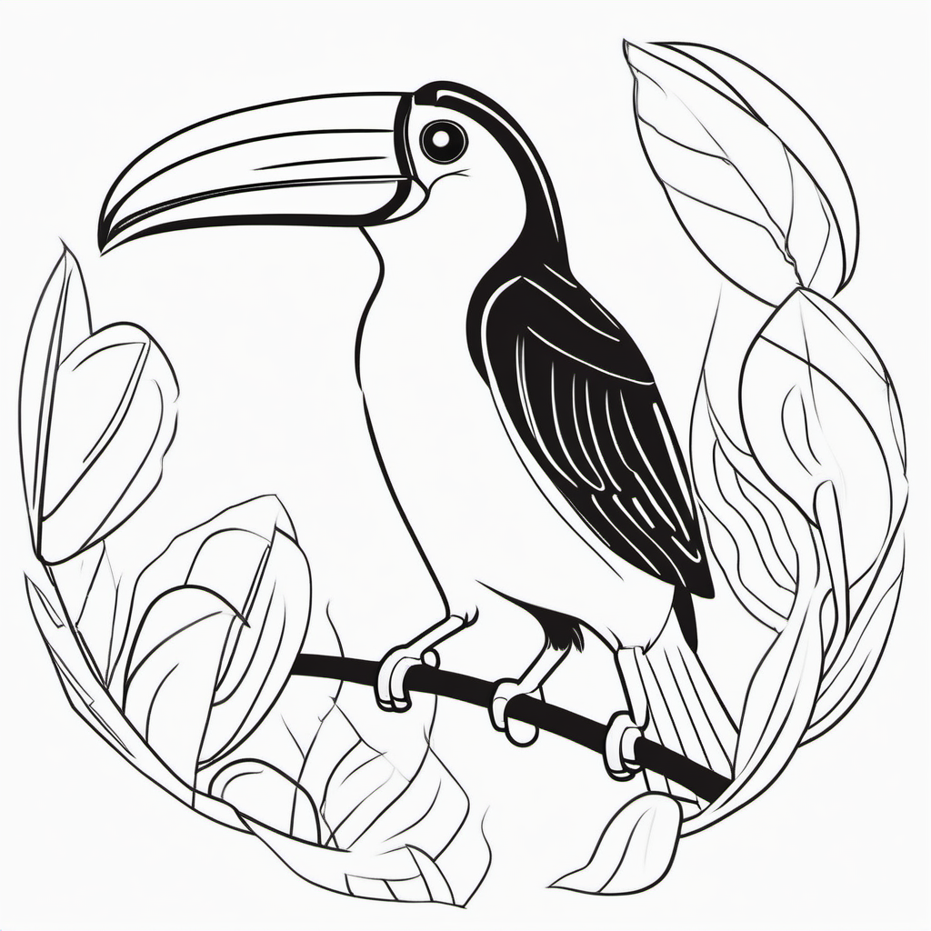 Easy Jungle Toucan Coloring Page For Toddlers