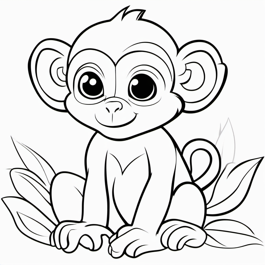Jungle Baby Monkey Coloring Page For Preschoolers