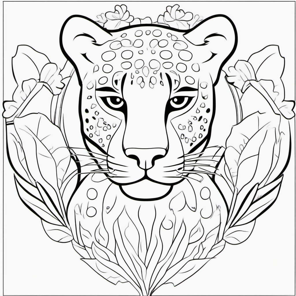 Simple Jungle Jaguar Coloring Page For Kids