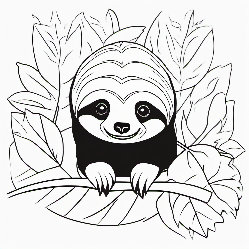 Simple Jungle Sloth Coloring Page For Kids