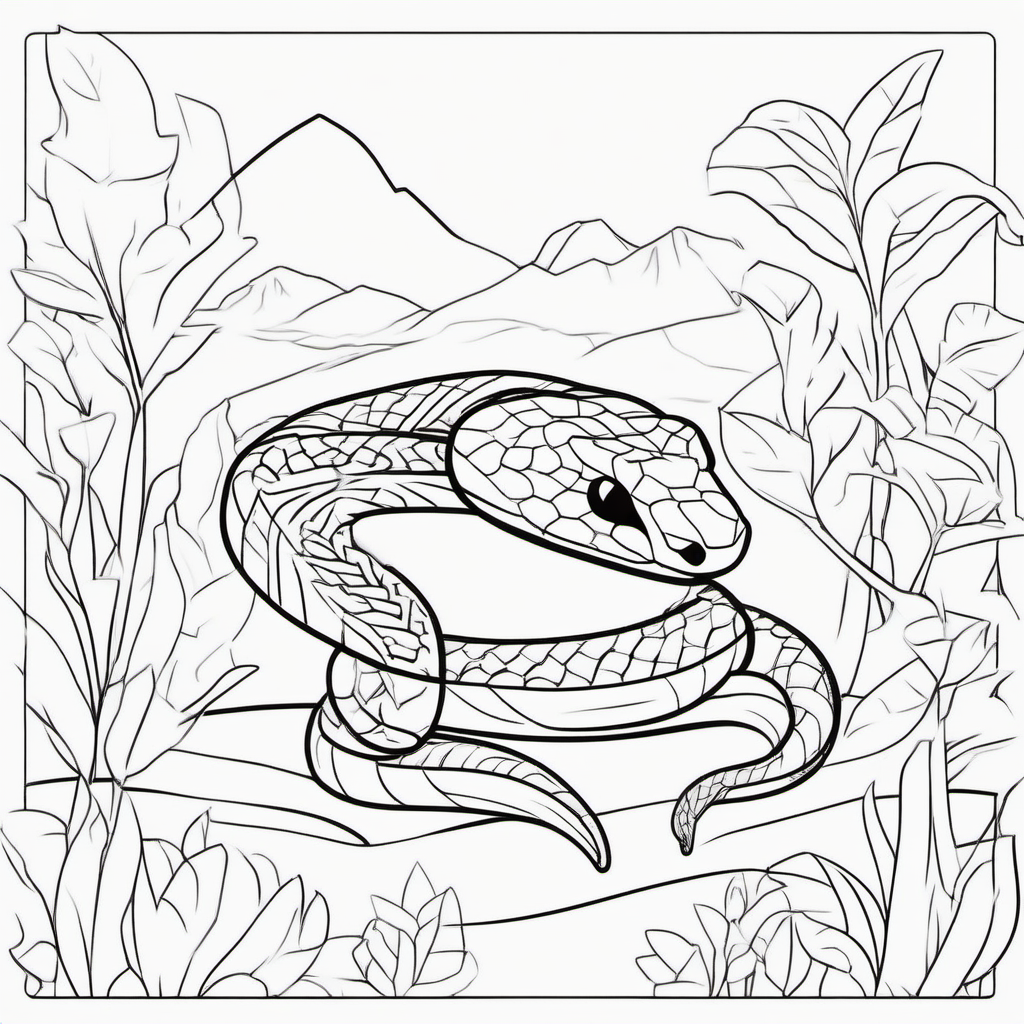 Simple Jungle Snake Coloring Page For Kids