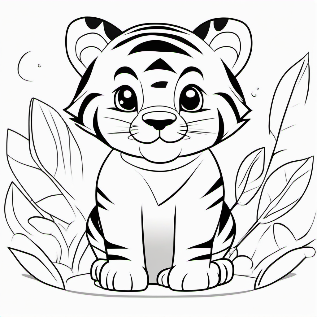 Simple Jungle Tiger Coloring Page For Kids