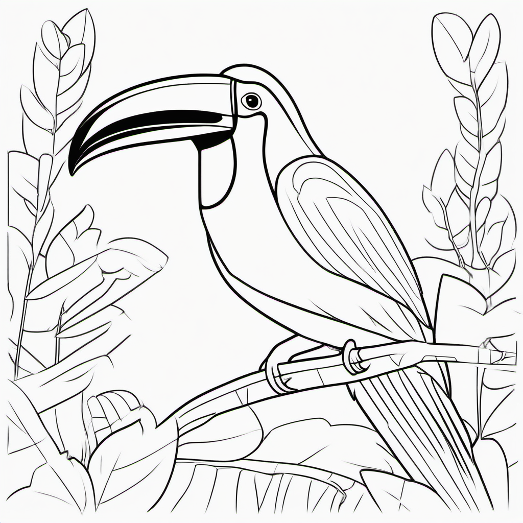Simple Jungle Toucan Coloring Page For Kids