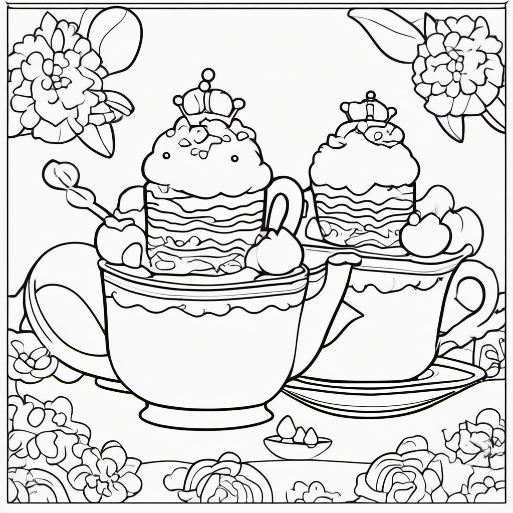 Easy Princess Tea Party Coloring Page For Toddlers