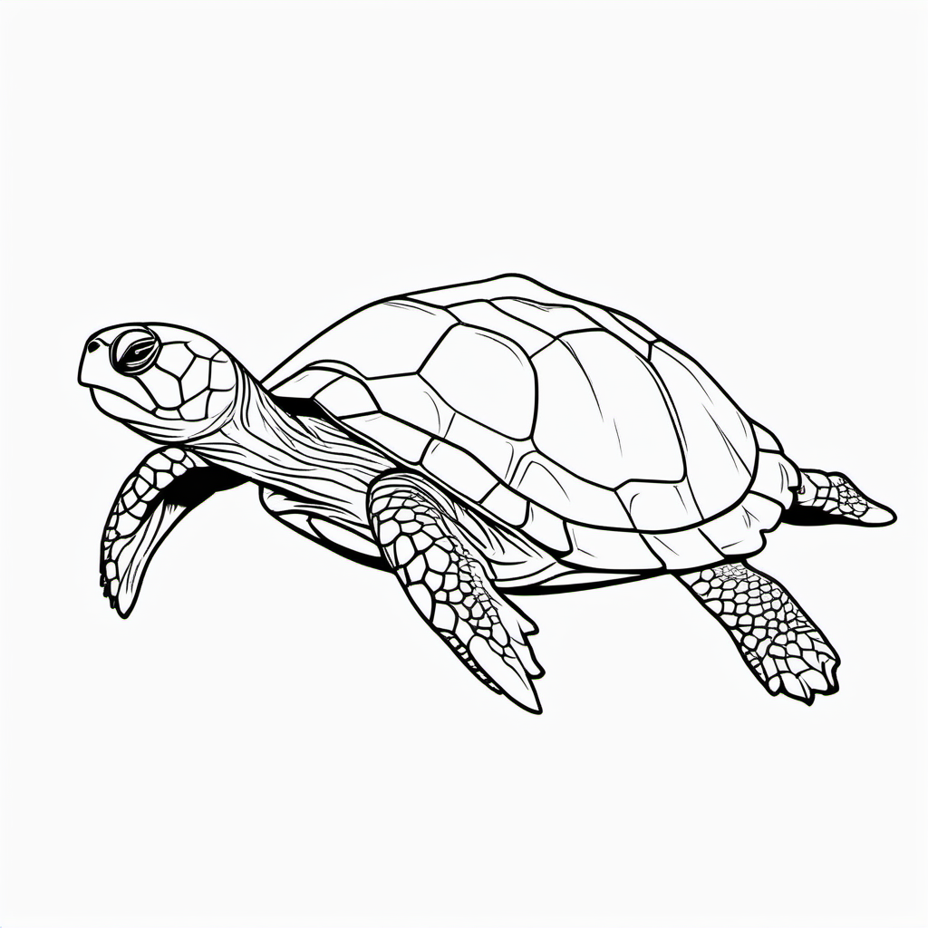 Simple Baby Turtle Reptile Coloring Page For Kids