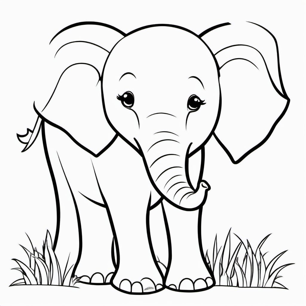 Easy Safari Elephant Coloring Page For Toddlers