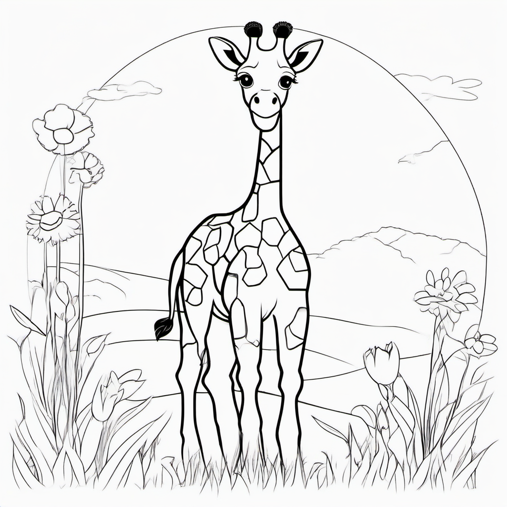Easy Safari Giraffe Coloring Page For Toddlers
