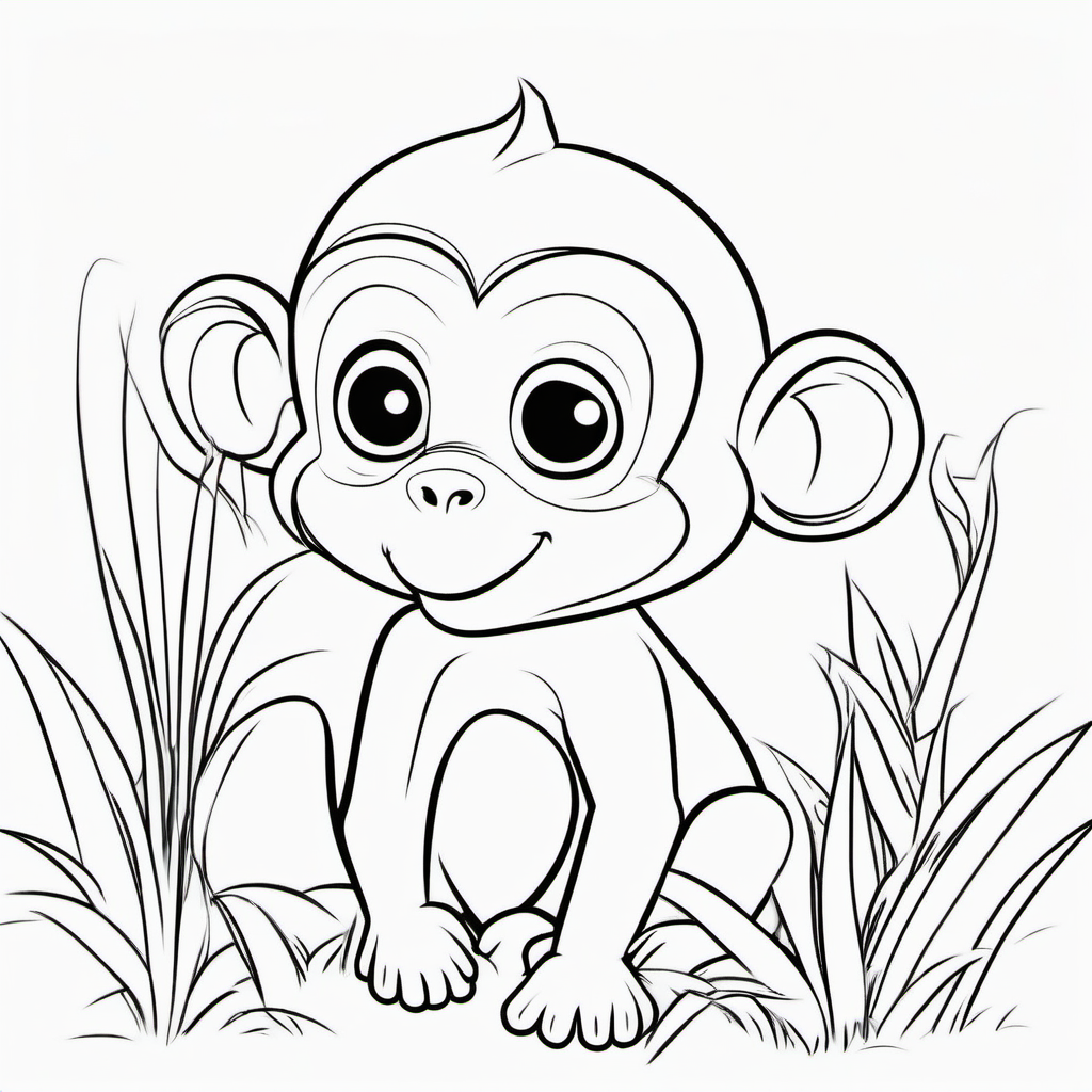Easy Safari Monkey Coloring Page For Toddlers