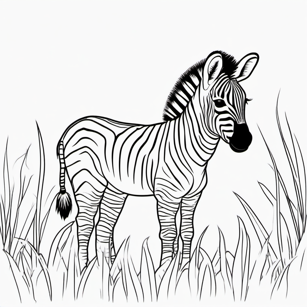 Simple Safari Baby Zebra Coloring Page For Kids