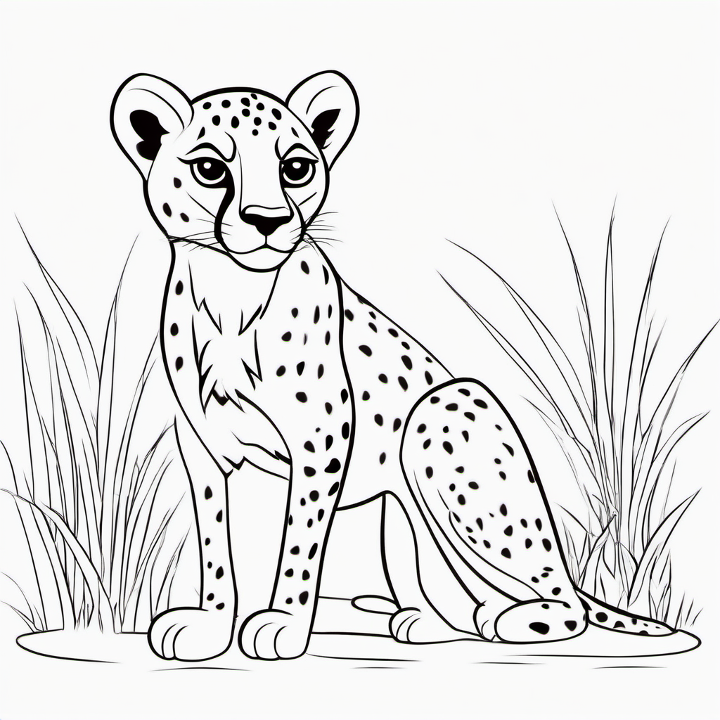 Simple Safari Cheetah Coloring Page For Kids