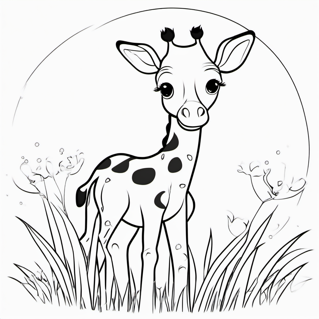 Simple Safari Giraffe Coloring Page For Kids
