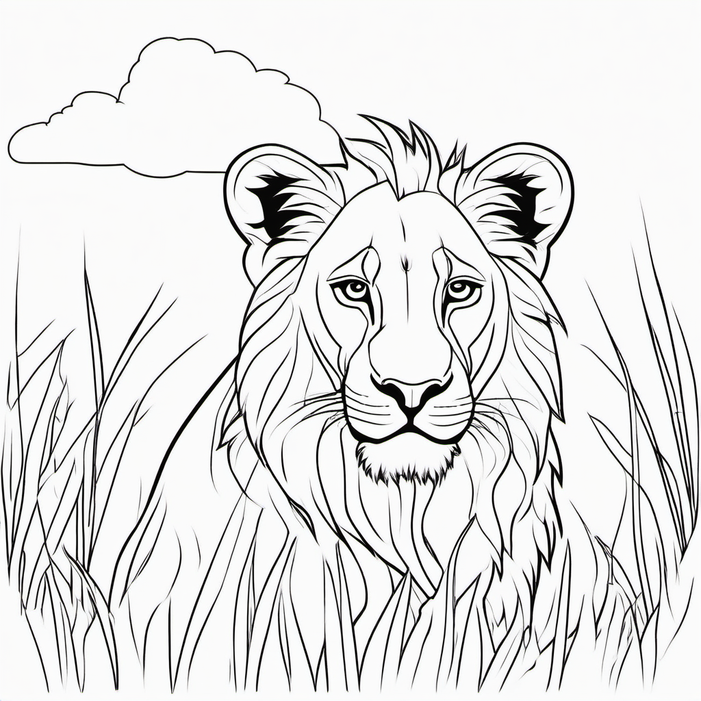 Simple Safari Lion Coloring Page For Kids