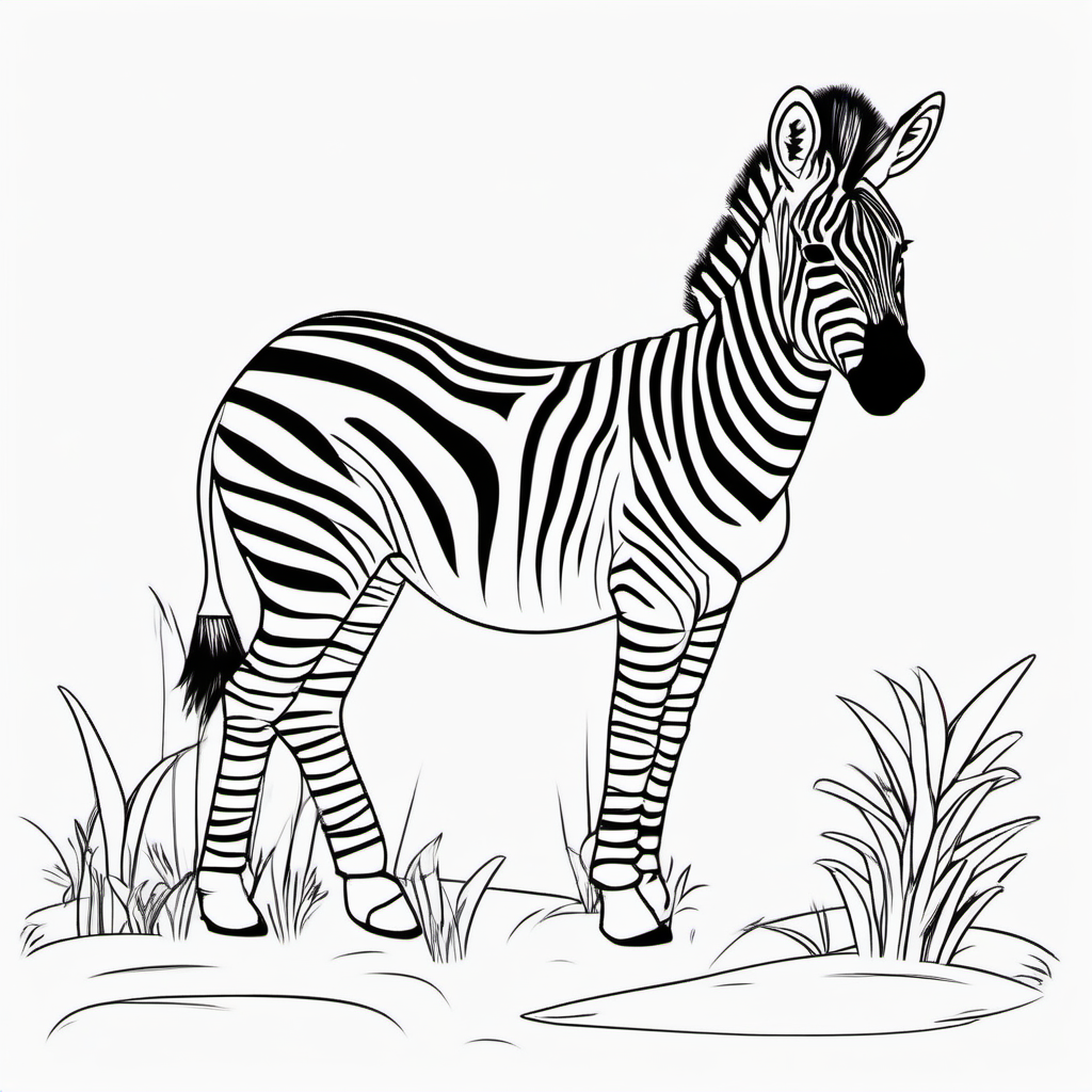 Simple Safari Zebra Coloring Page For Kids